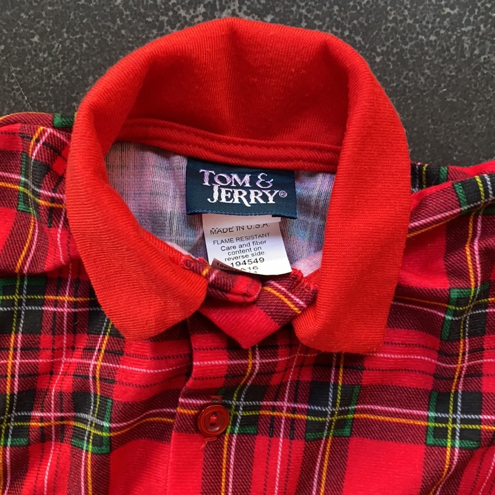 Tom & Jerry Plaid Onesie Romper & Hat - 3 months - Picture 4 of 5